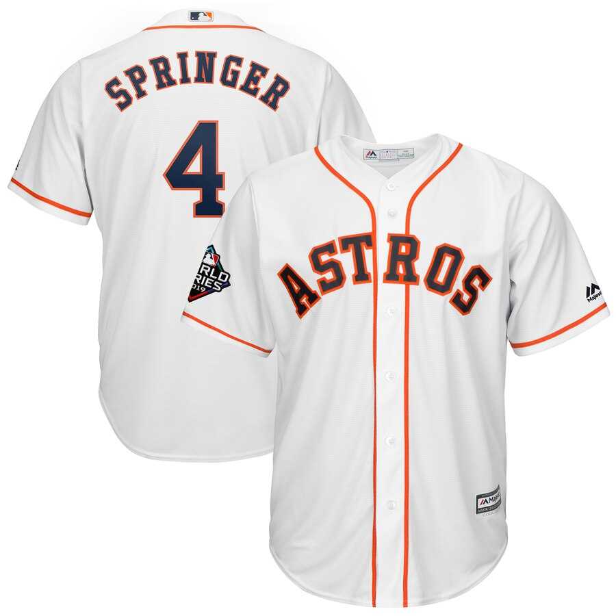 Astros 4 George Springer White 2019 World Series Bound Cool Base Jersey,We sell and wholesale Astros 4 George Springer White 2019 World Series Bound Cool Base Jersey on line form chian!